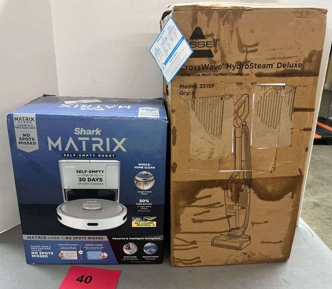 AS IS - SHARK ROBOT VACUUM & BISSELL CLEANER IN BOXES