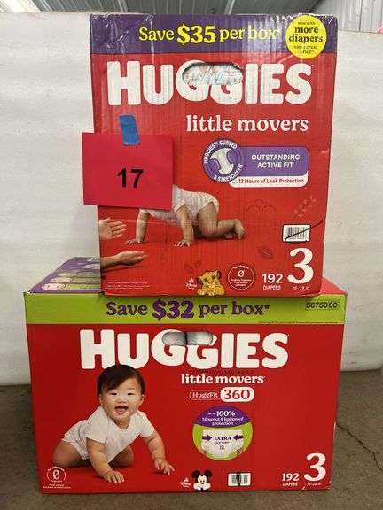 (2) BOXES OF HUGGIES DIAPERS - SIZE 3
