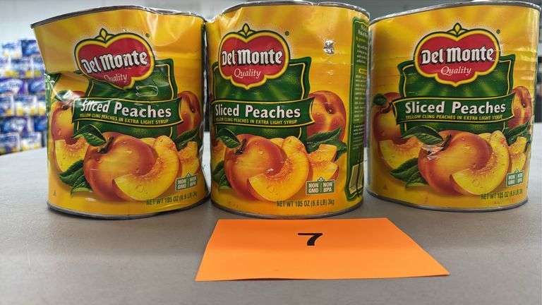 (3) CANS OF DEL MONTE SLICED PEACHES