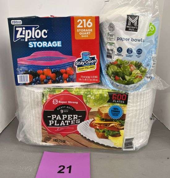 3PC SERVEWARE LOT - PLATES, BOWLS & ZIPLOC