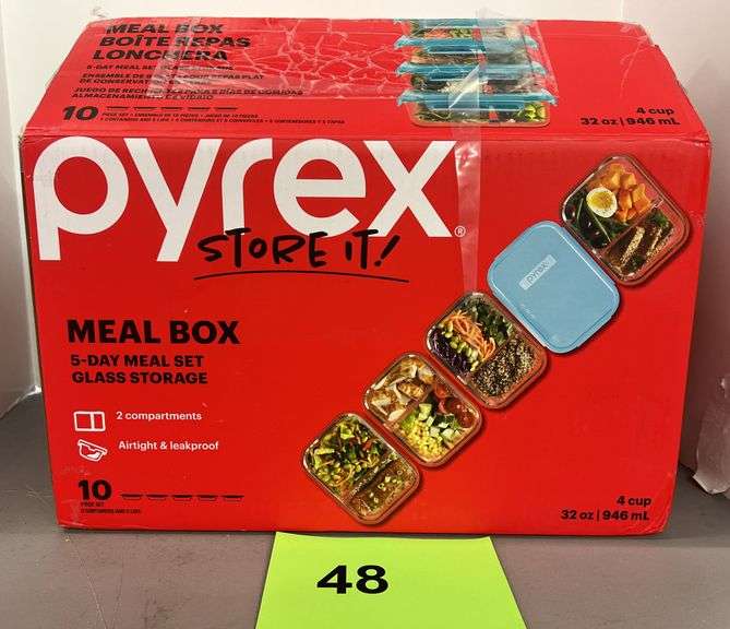 PYREX 10PC MEAL BOX GLASS STORAGE SET IN BOX