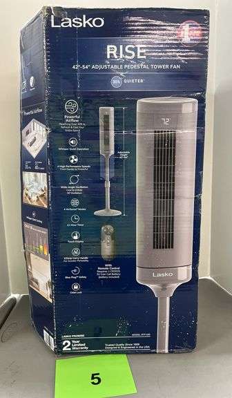 LASKO RISE 42"-54" ADJUSTABLE PEDESTAL TOWER FAN IN BOX