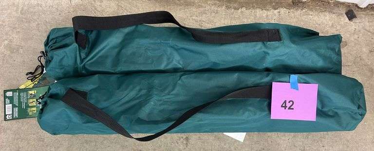 (2) HARD ARM CHAIRS IN BAGS - GREEN