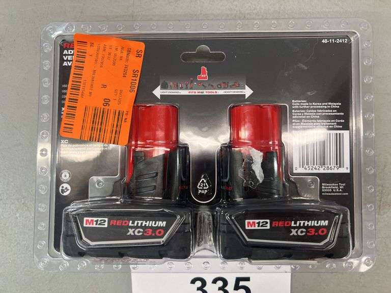 (2) MILWAUKEE M12 RED LITHIUM BATTERIES