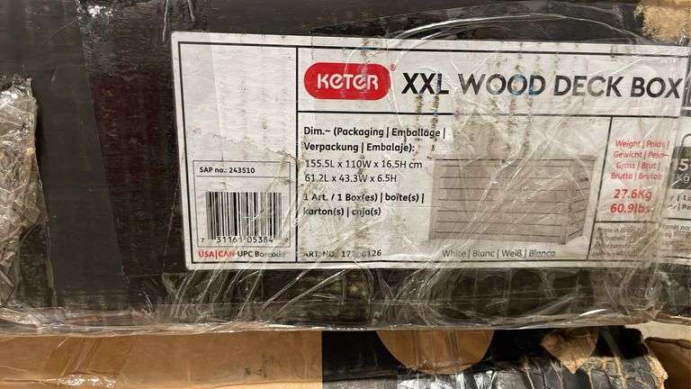 AS IS - (4) KETER XXL WOOD DECK BOXES IN BOXES