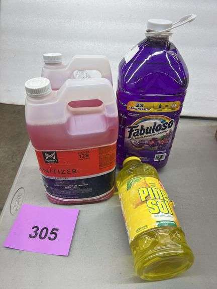 4PC CLEANING LOT - SANITIZER, FABULOSO & PINE SOL