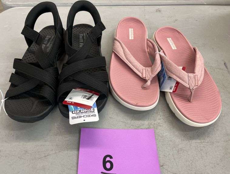 (2) PAIRS OF WOMENS SKECHERS SANDALS - SIZE 10