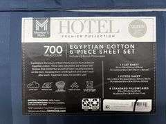 HOTEL QUEEN EGYPTIAN COTTON SHEET SET - NAVY BLUE