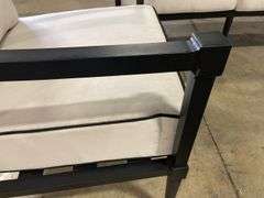 AS IS - SUNBRELLA 4PC ALL WEATHER PATIO SET - BLACK & WHITE