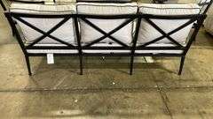 AS IS - SUNBRELLA 4PC ALL WEATHER PATIO SET - BLACK & WHITE