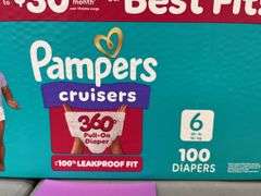 BOX OF DIAPERS & (2) PACKS - SIZE 6
