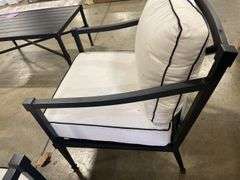 AS IS - SUNBRELLA 4PC ALL WEATHER PATIO SET - BLACK & WHITE