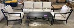 AS IS - SUNBRELLA 4PC ALL WEATHER PATIO SET - BLACK & WHITE