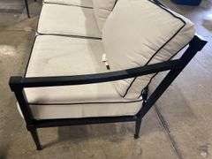 AS IS - SUNBRELLA 4PC ALL WEATHER PATIO SET - BLACK & WHITE