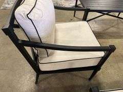 AS IS - SUNBRELLA 4PC ALL WEATHER PATIO SET - BLACK & WHITE