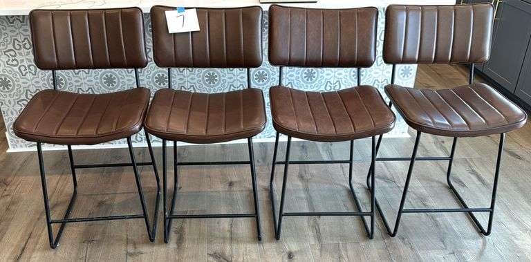 (4) BROWN PADDED BAR STOOLS