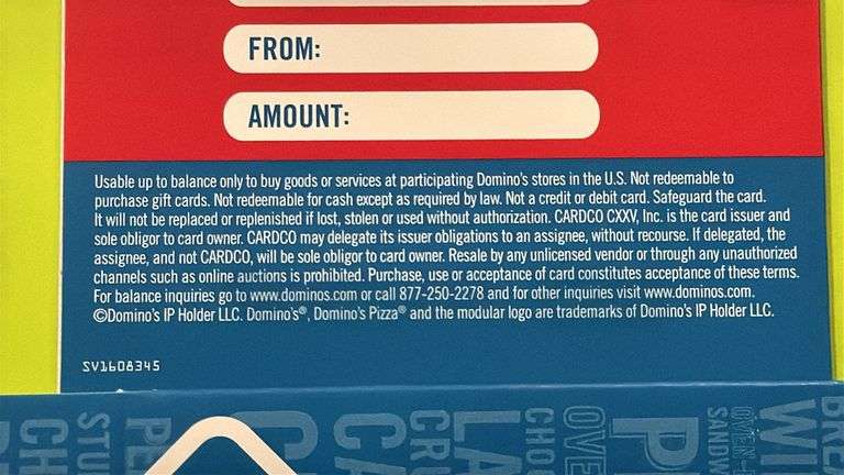 (4) DOMINO'S $25 GIFT CARDS ($100 TOTAL VALUE)