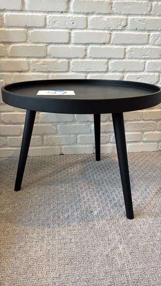 ROUND BLACK METAL SIDE TABLE