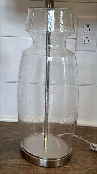 (2) GLASS TABLE LAMPS W/ SHADES