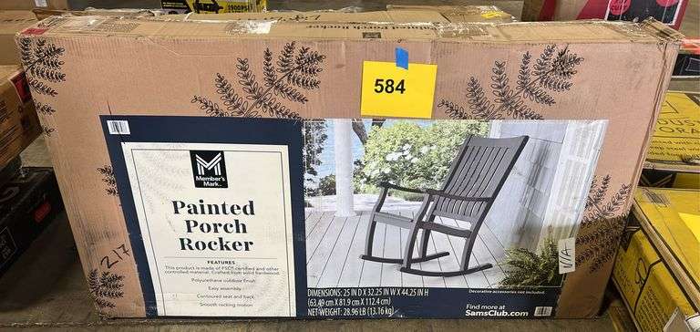 Painted Blue Rocker PAINTED PORCH ROCKER IN BOX - Earl's Auction Company