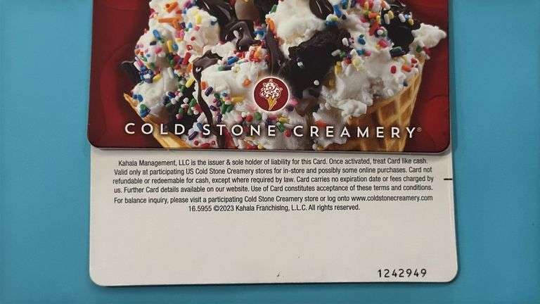 (4) COLD STONE CREAMERY $10 GIFT CARDS ($40 TOTAL VALUE)