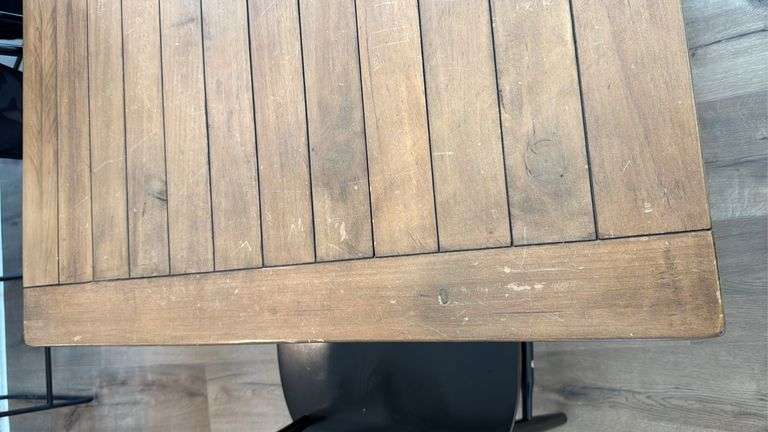 WOOD DINING TABLE & (6) CHAIRS