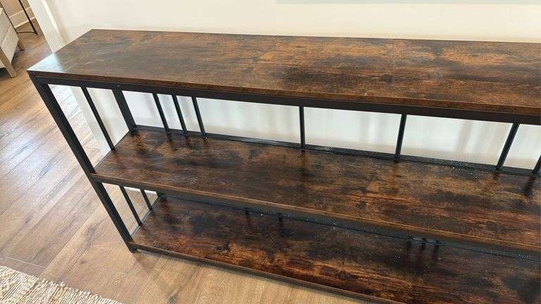 3-TIER DARK WOOD/ METAL ENTRY TABLE
