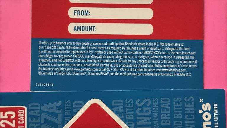 (3) DOMINO'S $25 GIFT CARDS ($75 TOTAL VALUE)