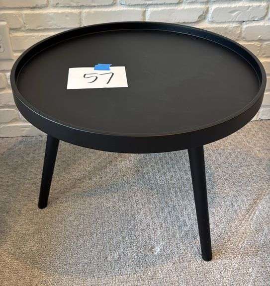 ROUND BLACK METAL SIDE TABLE