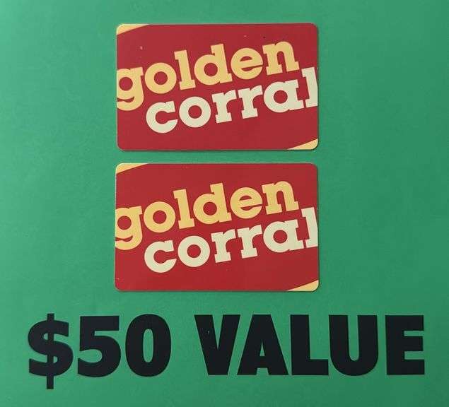 (2) GOLDEN CORRAL $25 GIFT CARDS ($50 TOTAL VALUE)