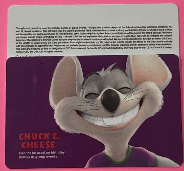 (3) CHUCK E CHEESE $25 GIFT CARDS ($75 TOTAL VALUE)