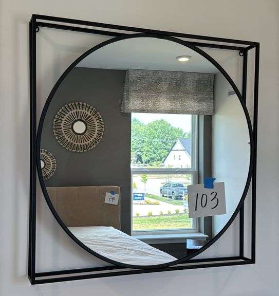 SQUARE FRAMED WALL MIRROR - BLACK