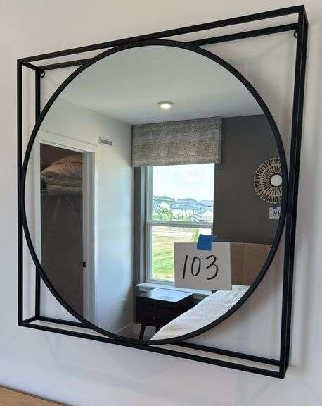 SQUARE FRAMED WALL MIRROR - BLACK