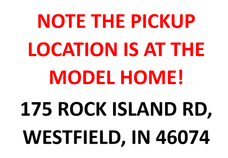 NOTE THE PICK UP LOCATION