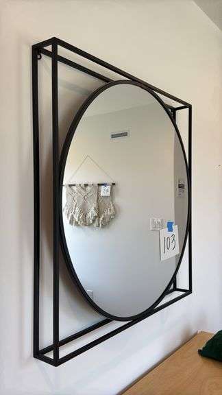 SQUARE FRAMED WALL MIRROR - BLACK