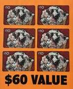 (6) COLD STONE CREAMERY $10 GIFT CARDS ($60 TOTAL VALUE)