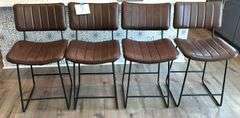 (4) BROWN PADDED BAR STOOLS