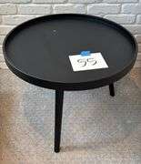 ROUND BLACK METAL SIDE TABLE