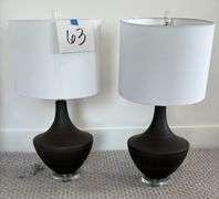 (2) METAL TABLE LAMPS W/ SHADES