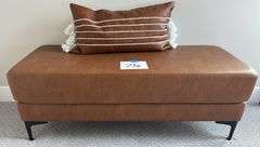 BROWN DECOR BENCH W/ THROW PILLOW