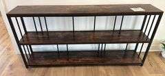 3-TIER DARK WOOD/ METAL ENTRY TABLE