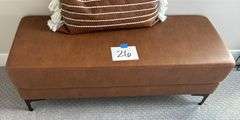 BROWN DECOR BENCH W/ THROW PILLOW