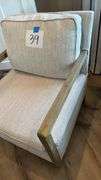 BEIGE ACCENT CHAIR W/ WOOD TRIM