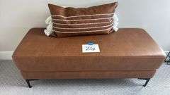 BROWN DECOR BENCH W/ THROW PILLOW