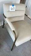 BEIGE ACCENT CHAIR W/ GOLD METAL TRIM