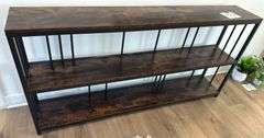 3-TIER DARK WOOD/ METAL ENTRY TABLE