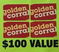 (4) GOLDEN CORRAL $25 GIFT CARDS ($100 TOTAL VALUE)