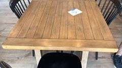 WOOD DINING TABLE & (6) CHAIRS