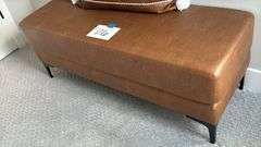 BROWN DECOR BENCH W/ THROW PILLOW