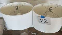 (2) GLASS TABLE LAMPS W/ SHADES